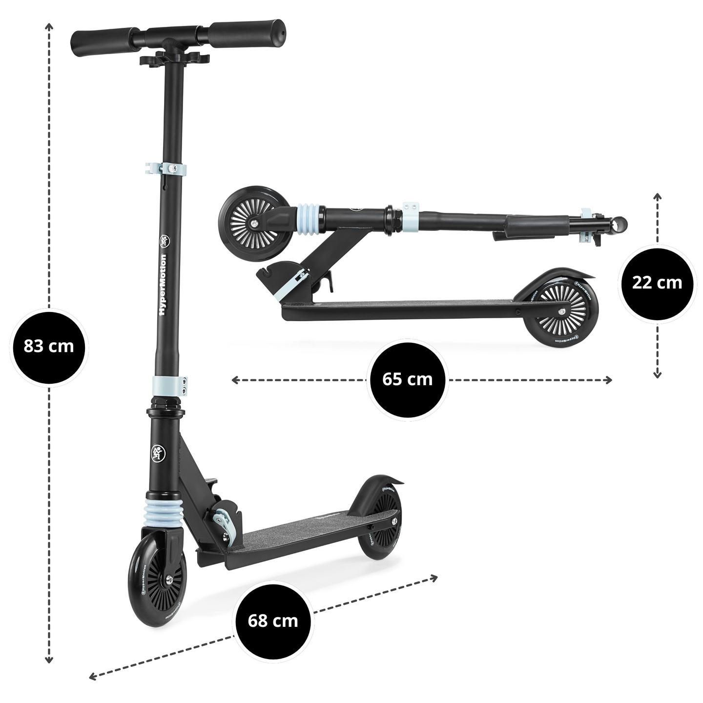 Scooter à deux roues avec amortisseur WALLY 4-9 ans à partir de HyperMotion noir-vert