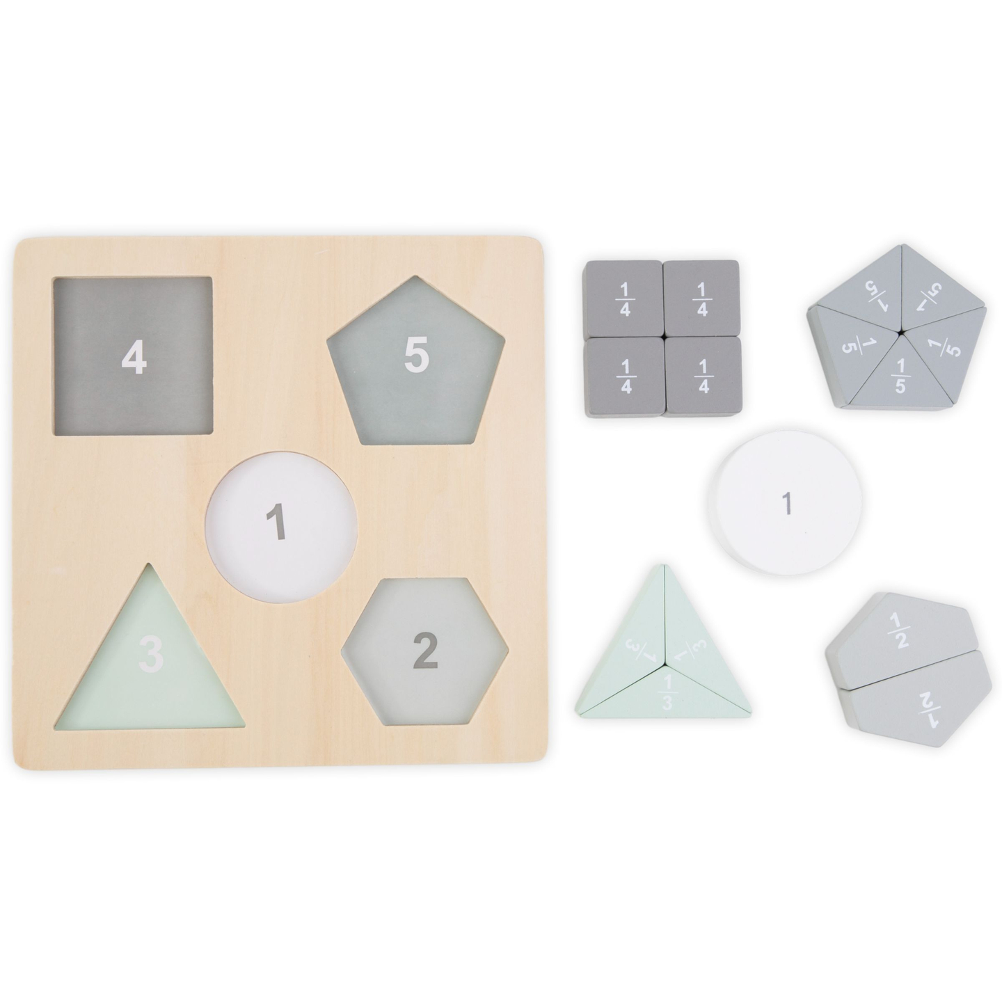 Puzzle en bois - Puzzles Montessori - Fractions et figures géométriques