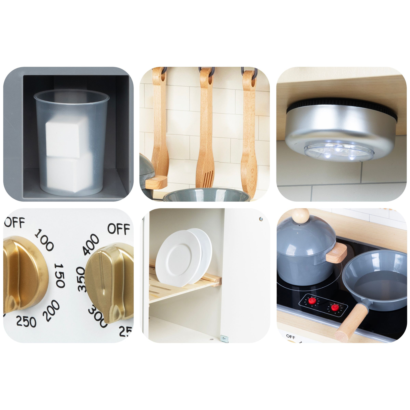 Cuisine interactive XXL en bois avec accessoires et éclairage LED - sur deux niveaux