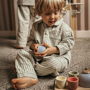 Service à thé en bois avec plateau - 7 pièces