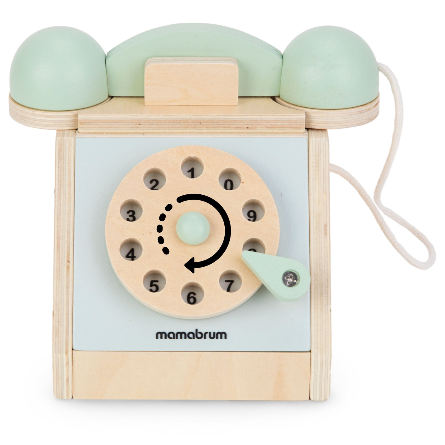 Téléphone rétro en bois - menthe