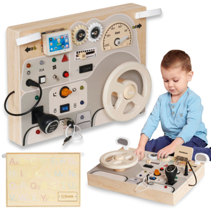 Jeu Montessori en bois pour jeunes enfants - tableau de bord de voiture