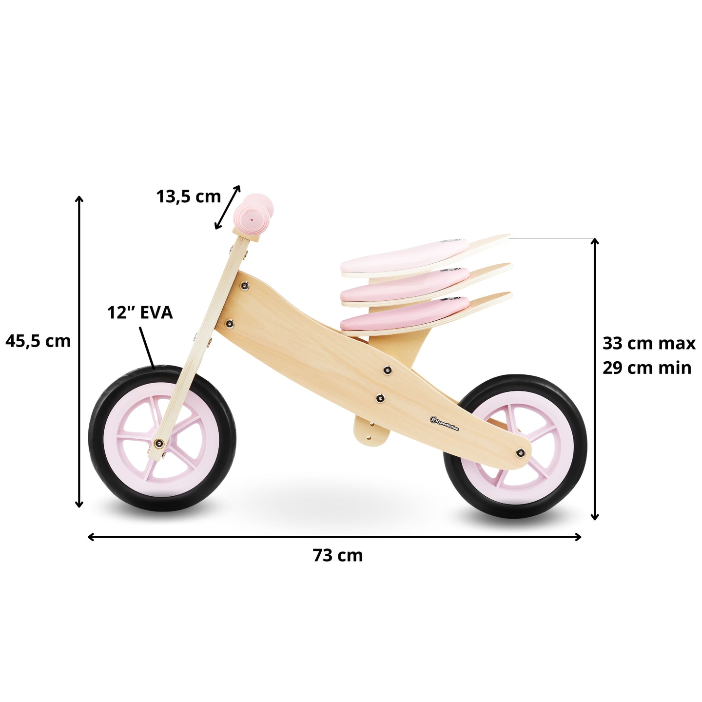 Tricycle et draisienne en bois 2en1 - HyperMotion PERCY - rose