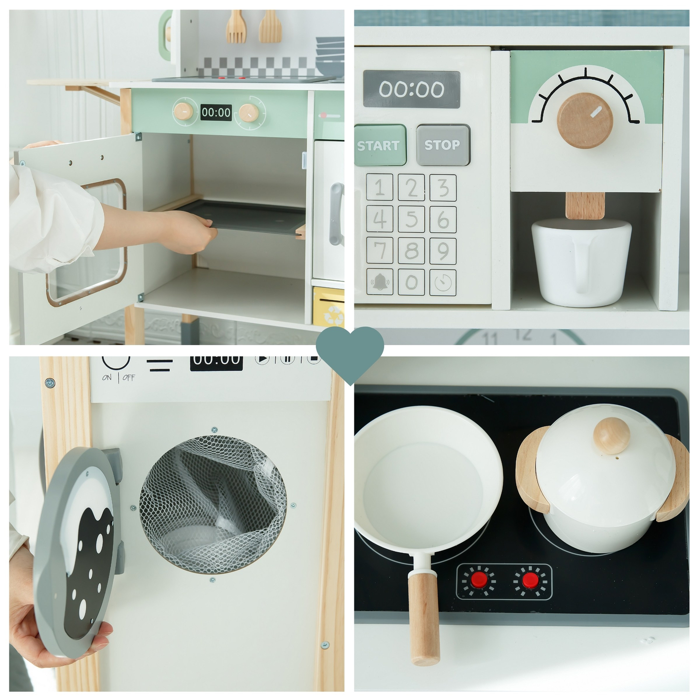 Cuisine interactive avec lave-linge, lave-vaisselle et tableau noir