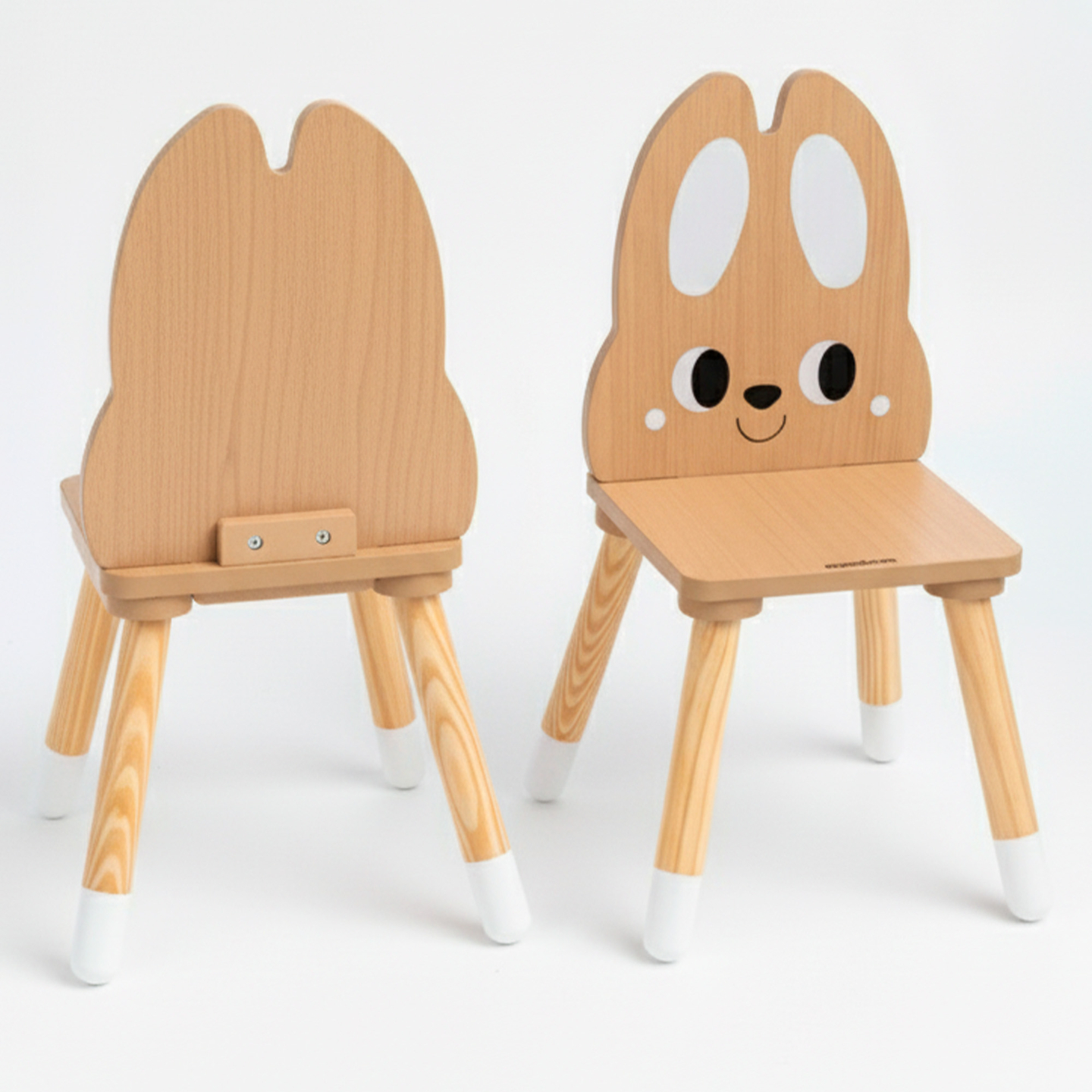 Table en bois avec rangement et 2 chaises Ensemble enfant - Lapin mignon