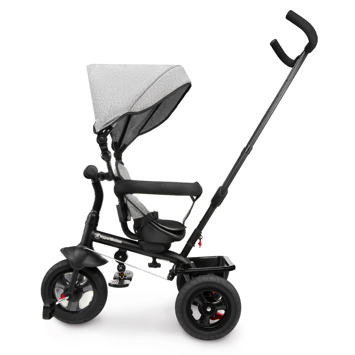 Tricycle pour enfants 1-4 ans - TOBI FREY - couleur gris - pivotant - roues gonflables + poussoir