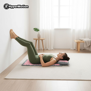 Tapis d'acupression en lin écologique avec coussin en fibres de coco et sarrasin – 68 cm HyperMotion Gris et rose