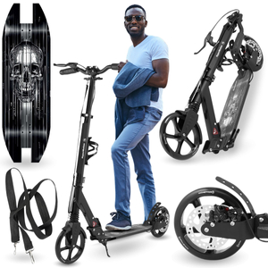 Scooter à deux roues pour jeunes adultes - avec amortisseur - HyperMotion Skyline - noir, aluminium - 100kg