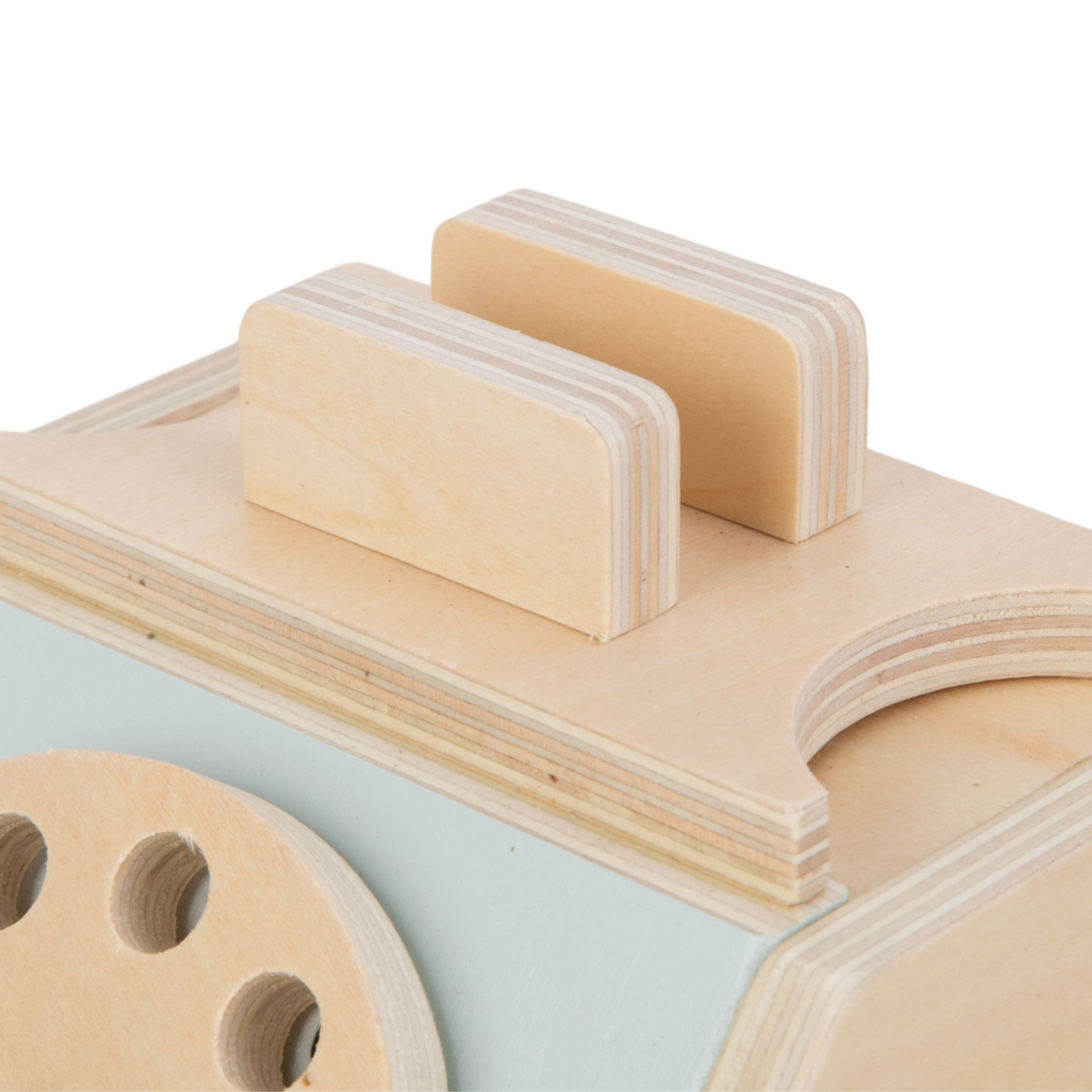 Téléphone rétro en bois - menthe