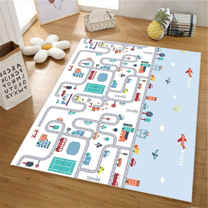 Tapis en mousse double face XXL - rouleau 2 CM (route et forêt avec ours en peluche)