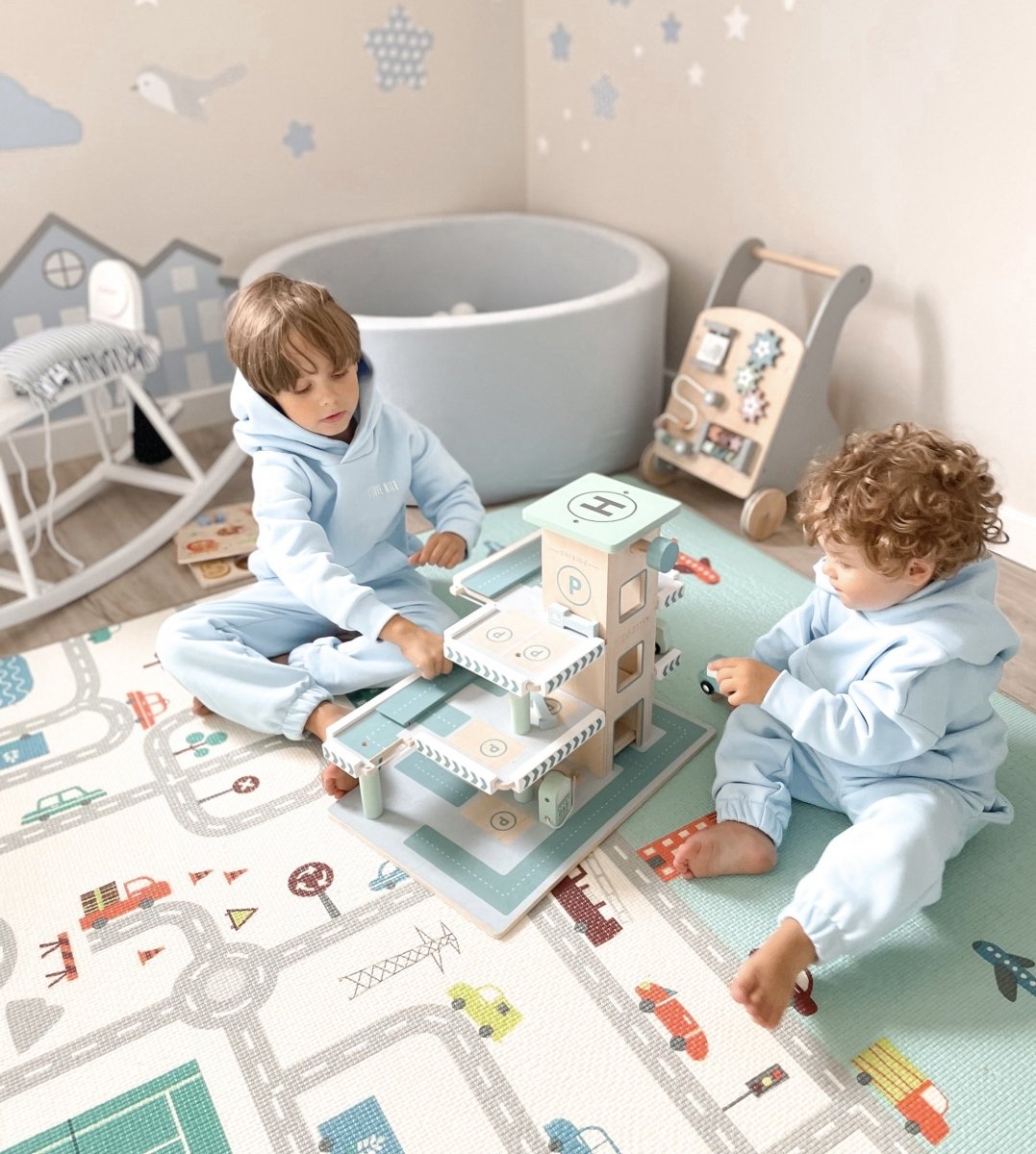 Tapis mousse double face XXL - rouleau 2 CM (route et zigzags)