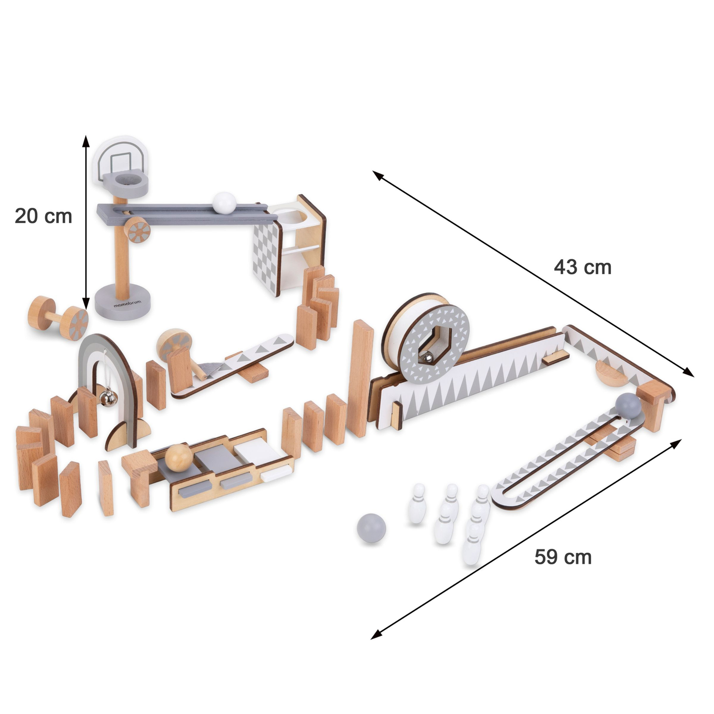 Blocs de dominos en bois - parcours d'obstacles - 48 éléments