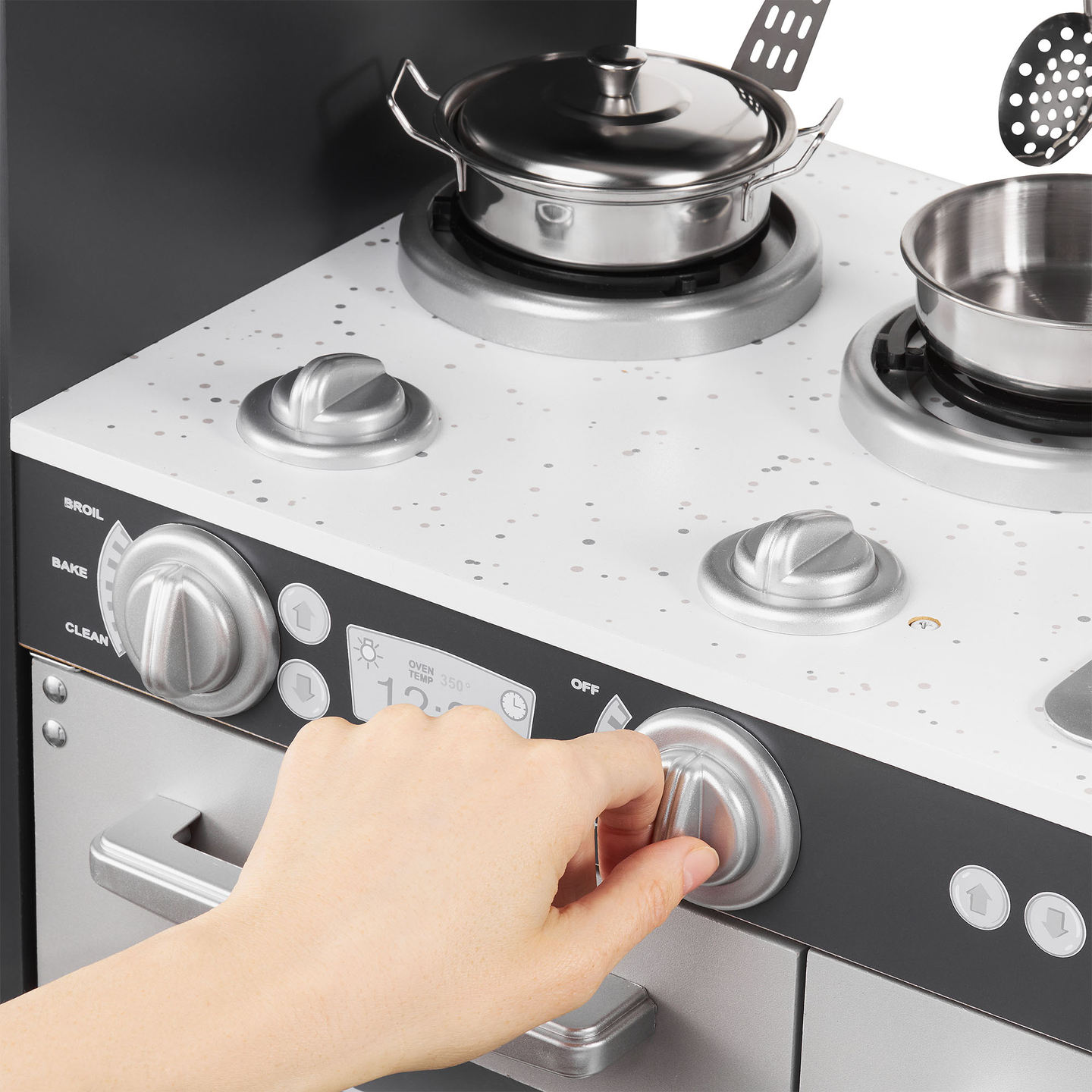 Cuisine en bois XXL avec éclairage LED, tablier et accessoires