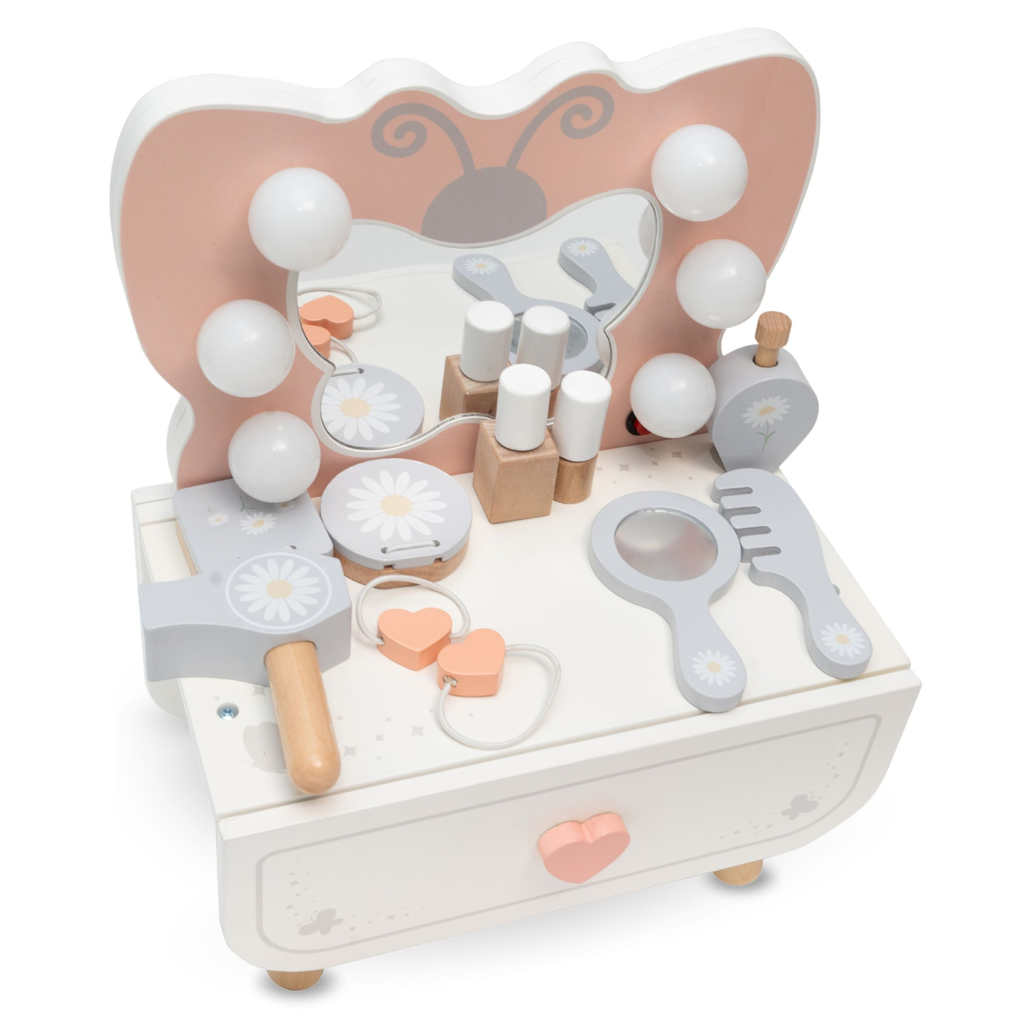 Mini coiffeuse en bois avec éclairage LED - Butterfly