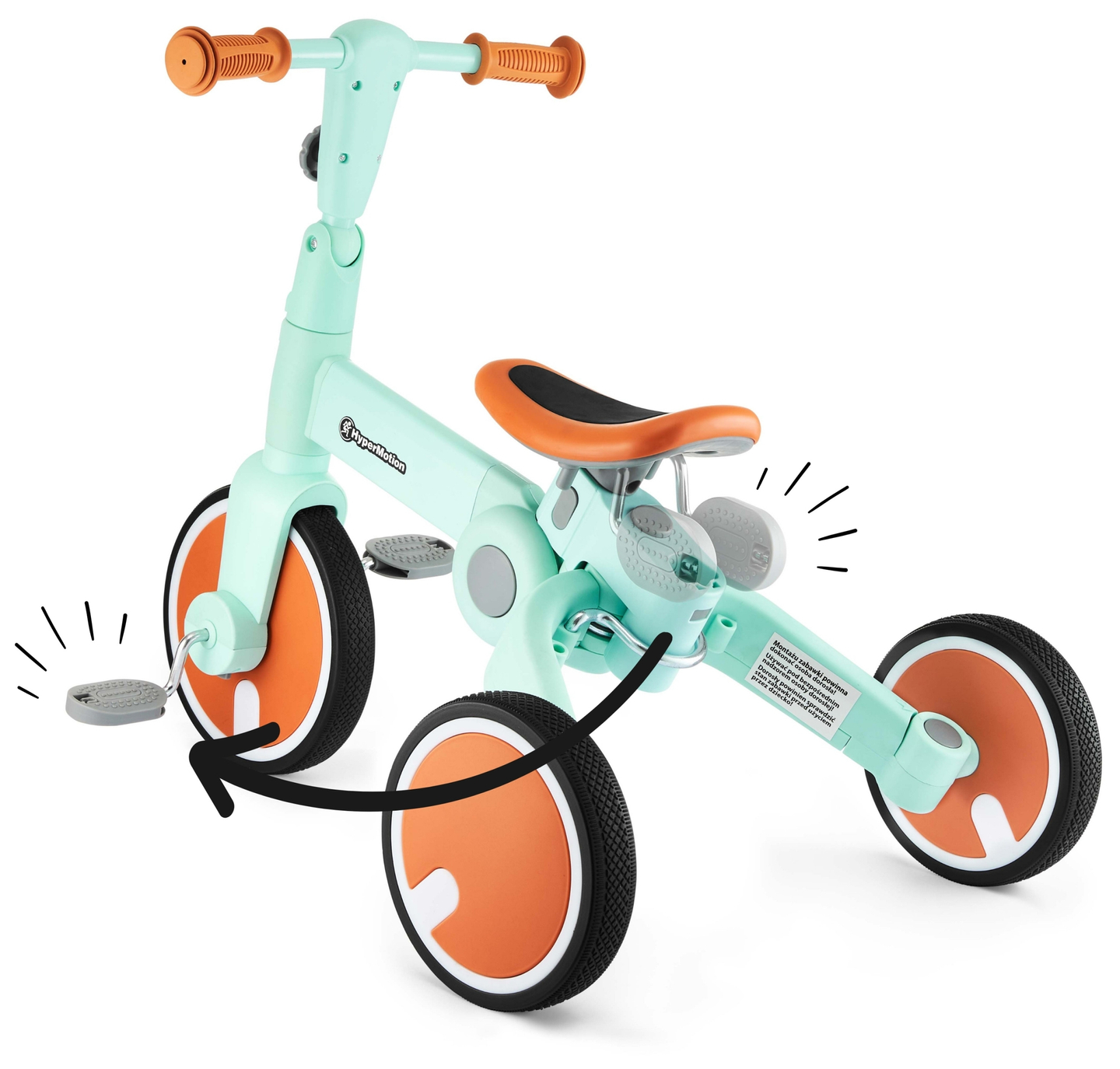 Tobi ROCKET - Tricycle enfant, vélo de randonnée, pilote - pousseur - 5in1 de HyperMotion