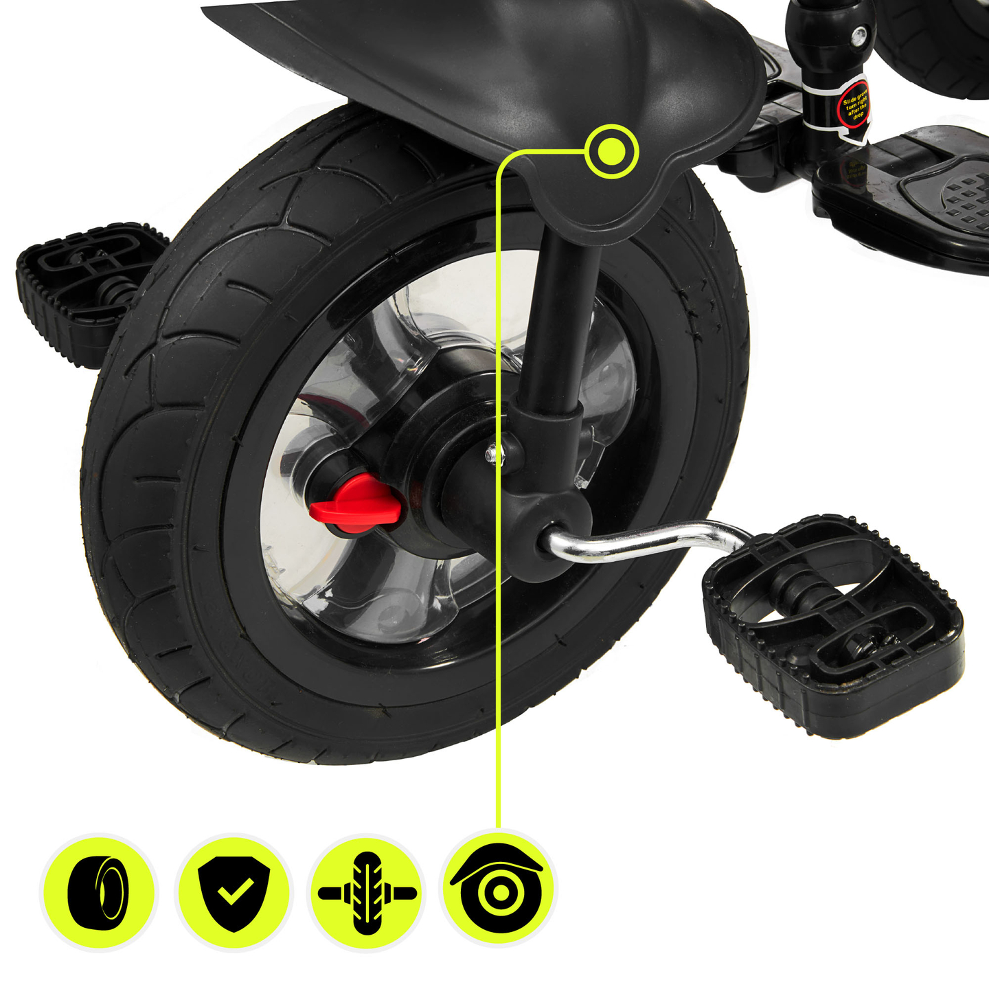 Tricycle pour enfants 1-4 ans - TOBI FREY - couleur rose - pivotant - roues pompées + pousseur