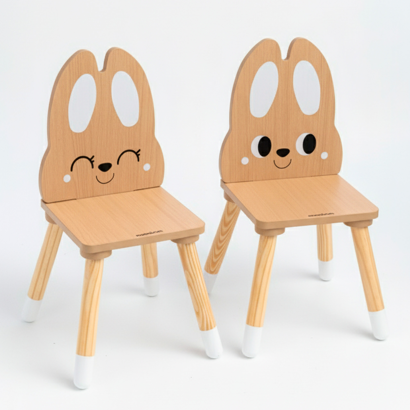 Table en bois avec rangement et 2 chaises Ensemble enfant - Lapin mignon