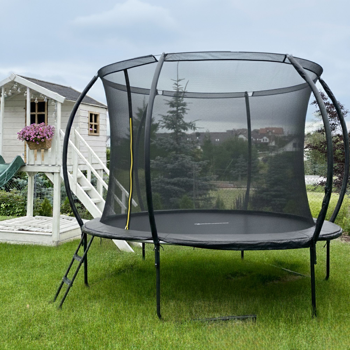Trampoline de jardin XL pour enfants HyperMotion - 305 cm 10FT - avec échelle et filet intérieur - pour la maison et le jardin