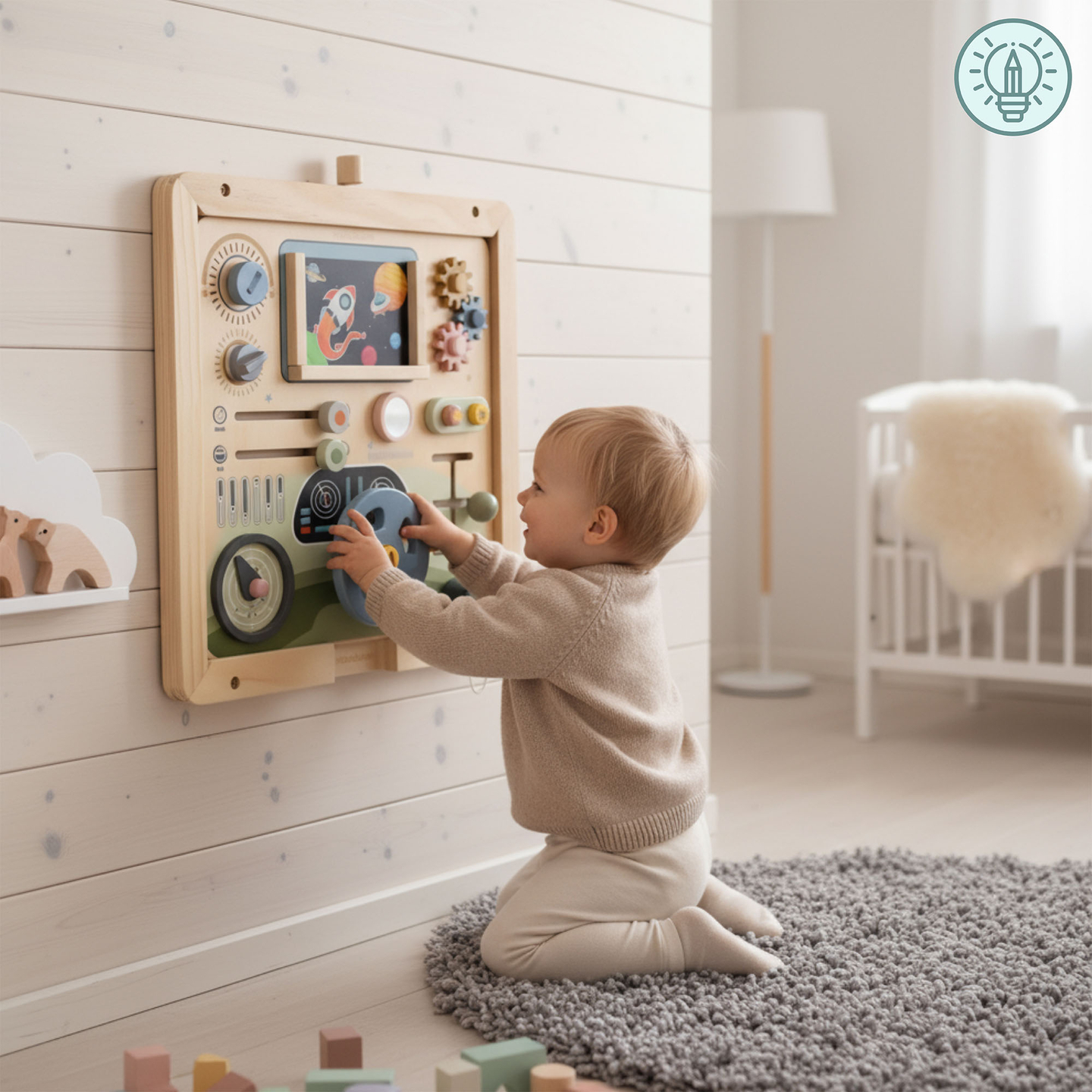 Cadre mural en bois - pour la fixation des tableaux éducatifs Mamabrum