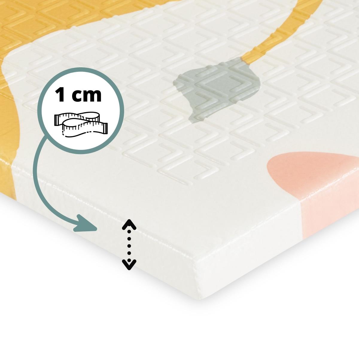 Tapis pliant double face en mousse 180 x 120 x 1cm - Eléphants exotiques/Gris délicat