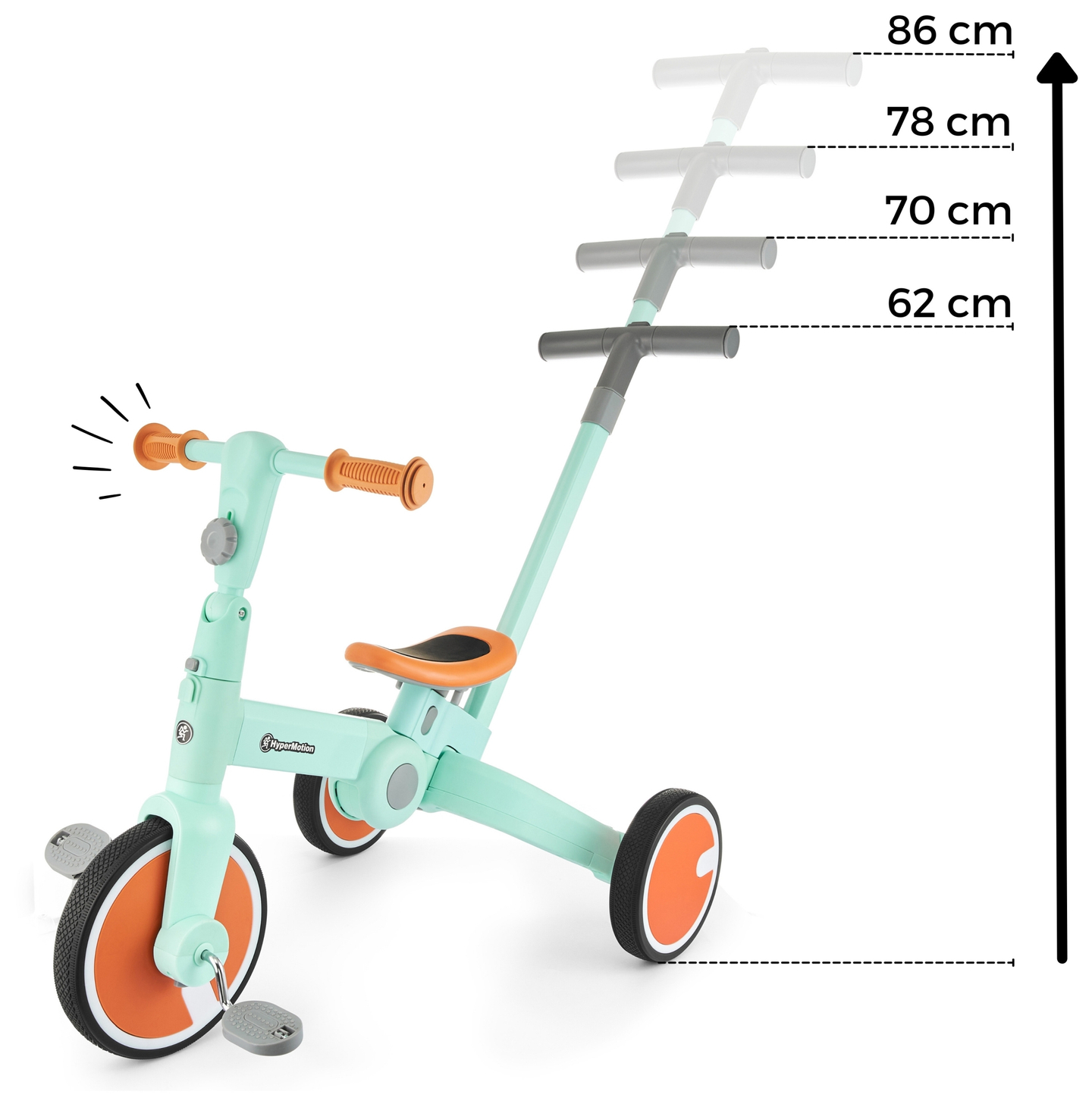 Tobi ROCKET - Tricycle enfant, vélo de randonnée, pilote - pousseur - 5in1 de HyperMotion