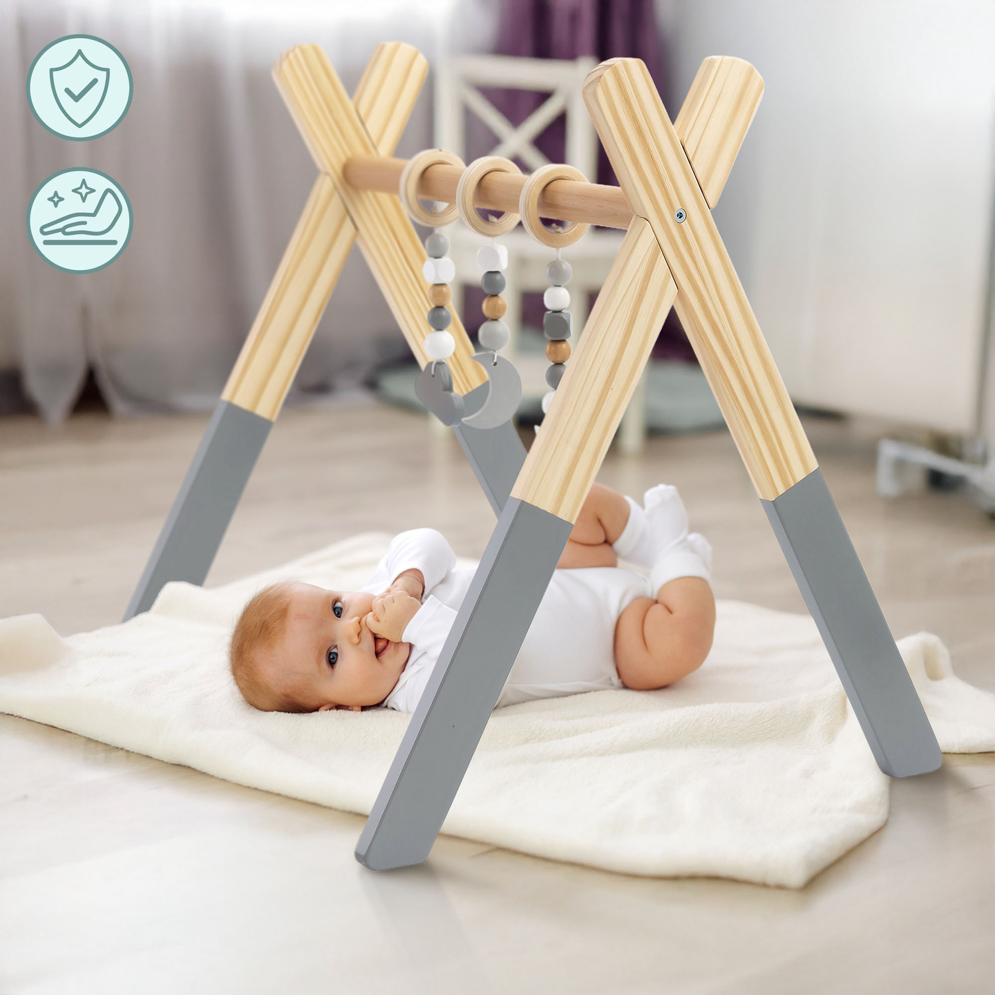 Support éducatif en bois Baby Gym - couleur grise