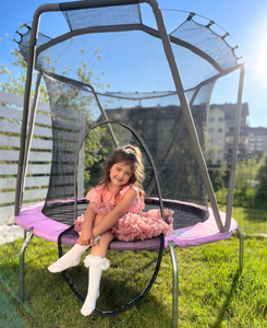 trampoline 167cm avec filet de sécurité - pour enfants 3-8 ans - maison et jardin