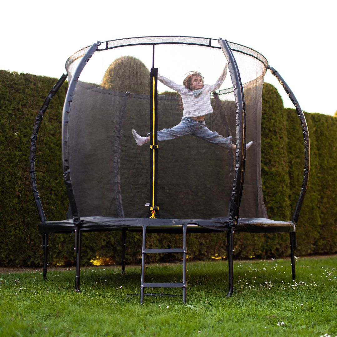 Trampoline de jardin pour enfants HyperMotion - 244 cm 8FT - avec échelle et filet intérieur - pour la maison et le jardin
