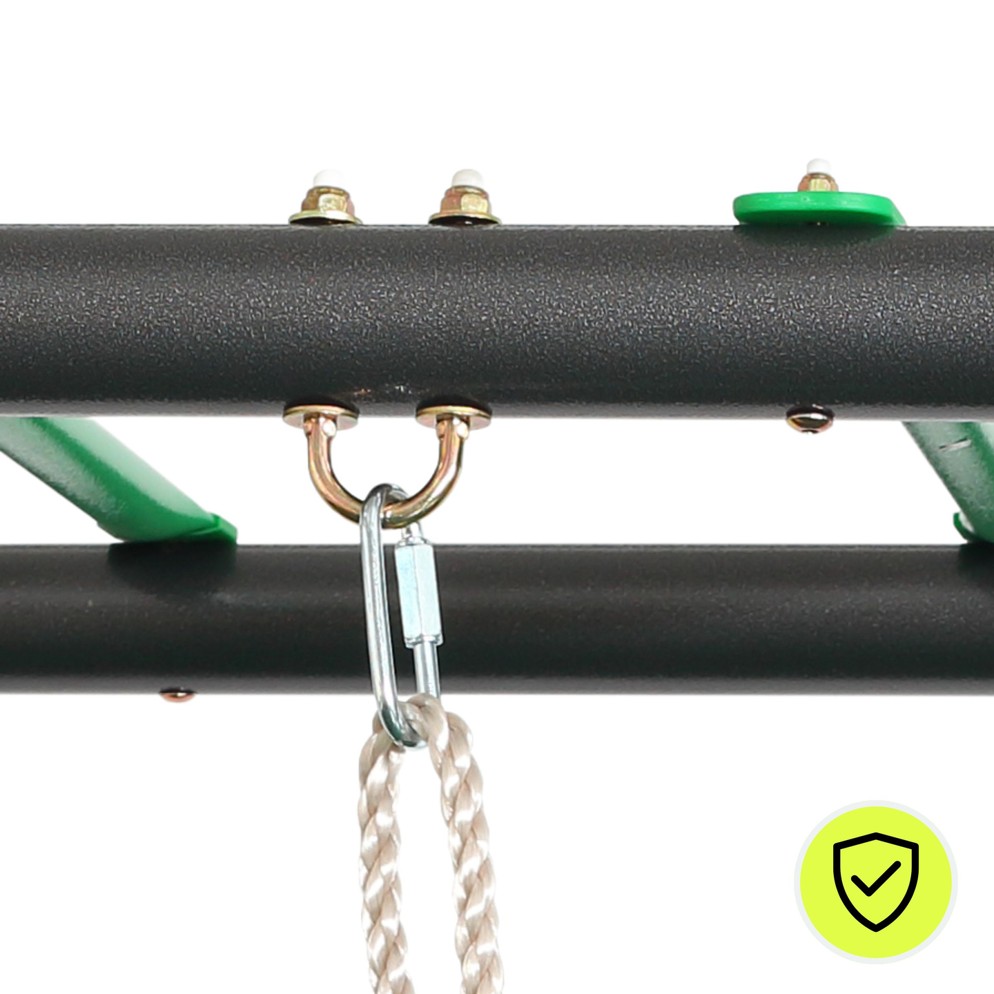 Balançoire de jardin XXL en acier - 2 sièges, échelle, trapèze de gymnastique