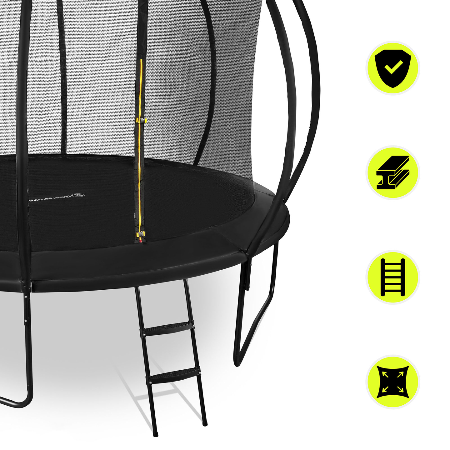Trampoline de jardin XXL pour enfant HyperMotion - 366 cm 12FT - avec échelle et filet intérieur - pour maison et jardin - 150kg max