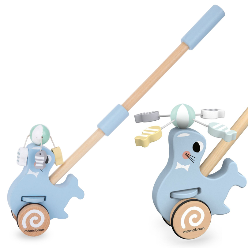 Sceau en bois avec bâton de poussée - pusher