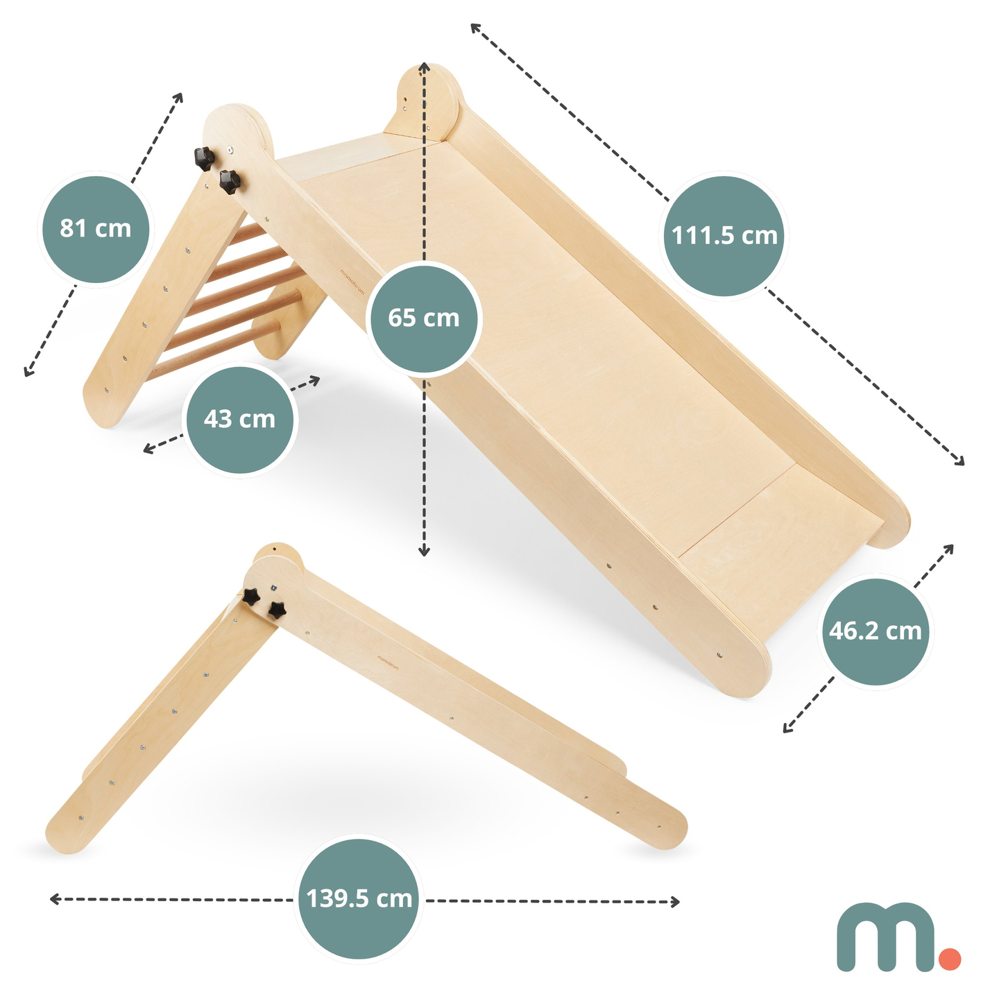 Toboggan en bois avec échelle pour enfants