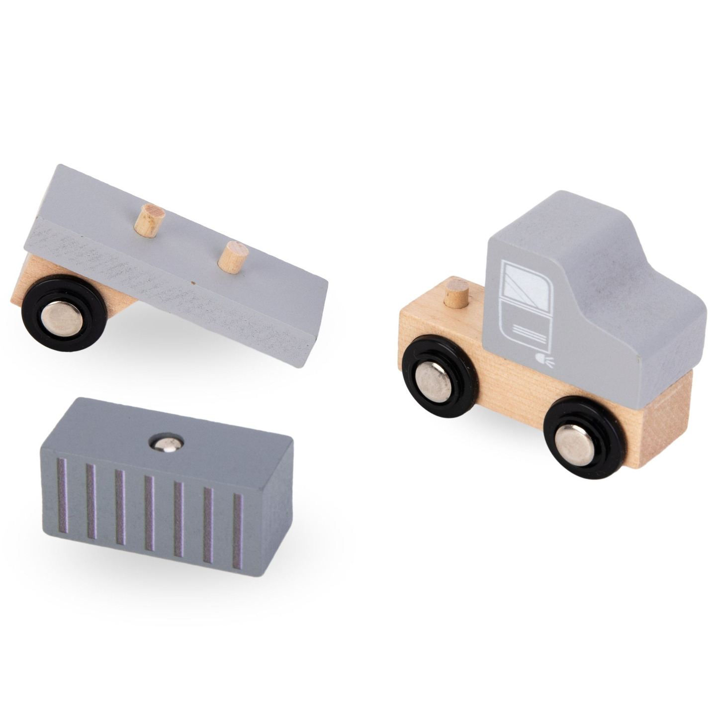 Grue portuaire mobile avec treuil magnétique et accessoires - ensemble en bois