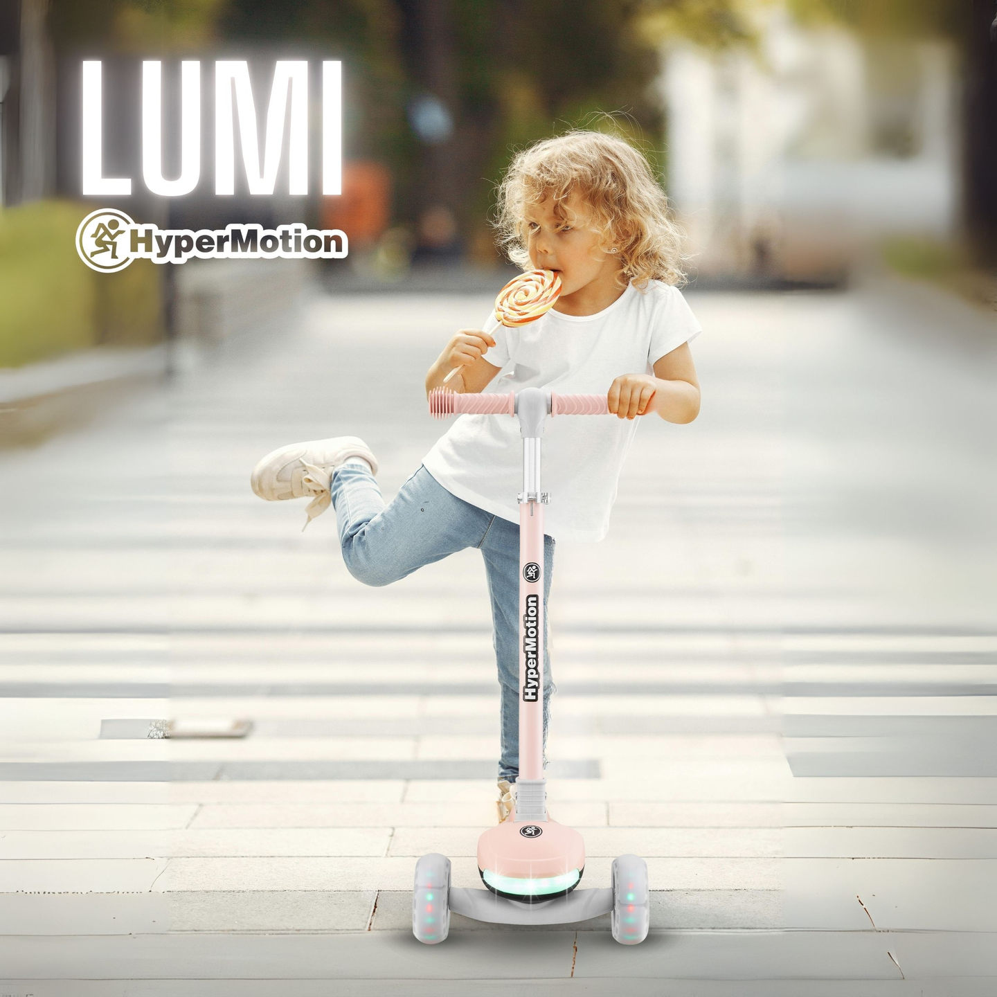 HyperMotion LUMI scooter d'équilibre 3-en-1 - plateforme éclairée et roues LED, couleur rose