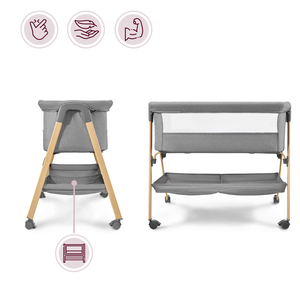 Lit bébé autoportant, lit de voyage, berceau avec matelas - gris