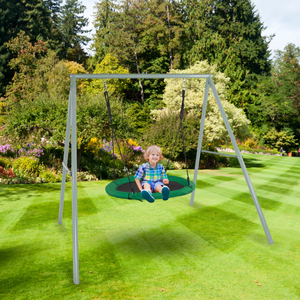 Balançoire de jardin de type nid de cigogne avec cadre et cordes