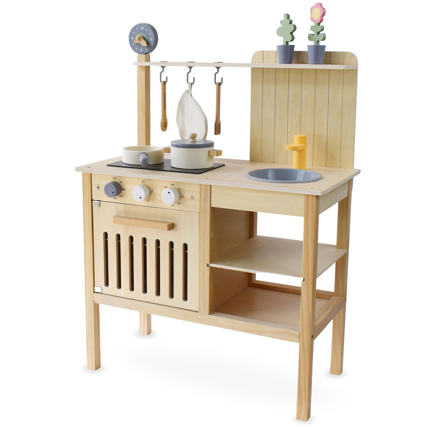 Cuisine de jardin en bois avec accessoires - boho naturel