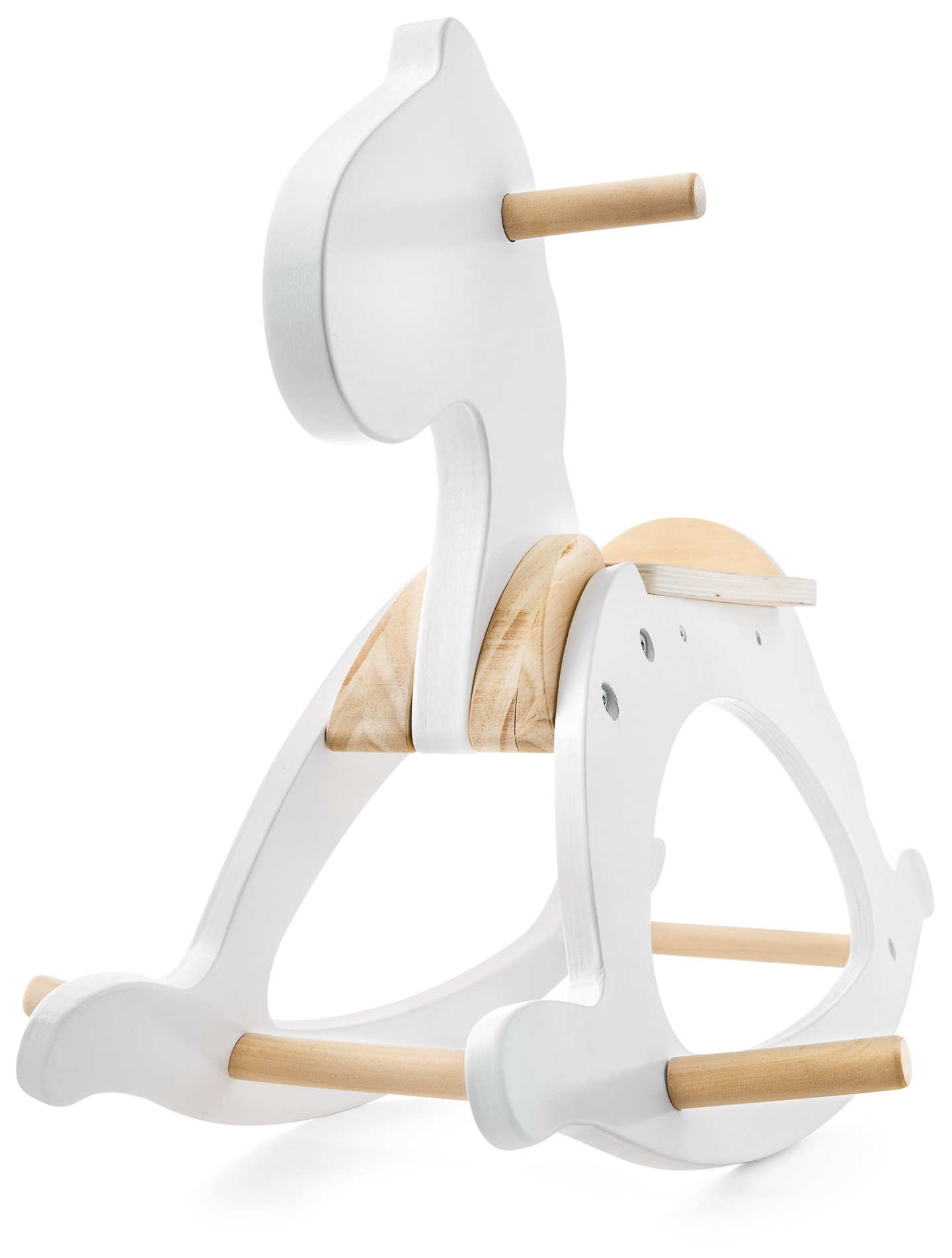 Cheval à bascule en bois - blanc - à partir de 12 mois.