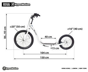 Scooter de ville HyperMotion RIVA avec roues gonflables de 50 cm et 40 cm