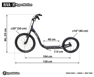 Scooter de ville HyperMotion RIVA avec roues gonflables de 50 cm et 40 cm