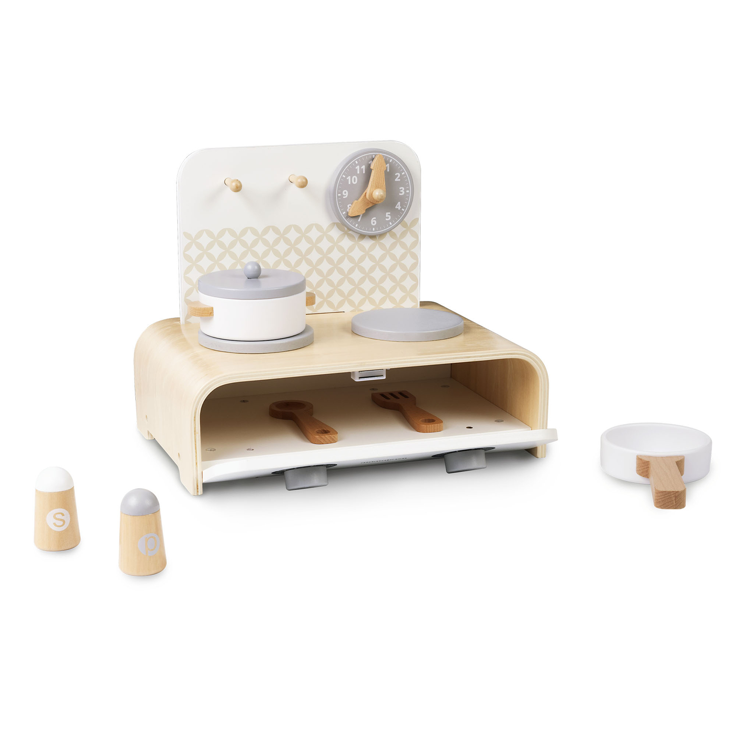 Cuisine pliante en bois Mamabrum pour enfants - Ensemble avec casseroles, accessoires de cuisine et rangement
