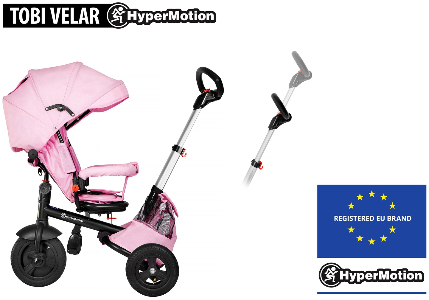 Tricycle Tobi Velar + film de pluie - rose