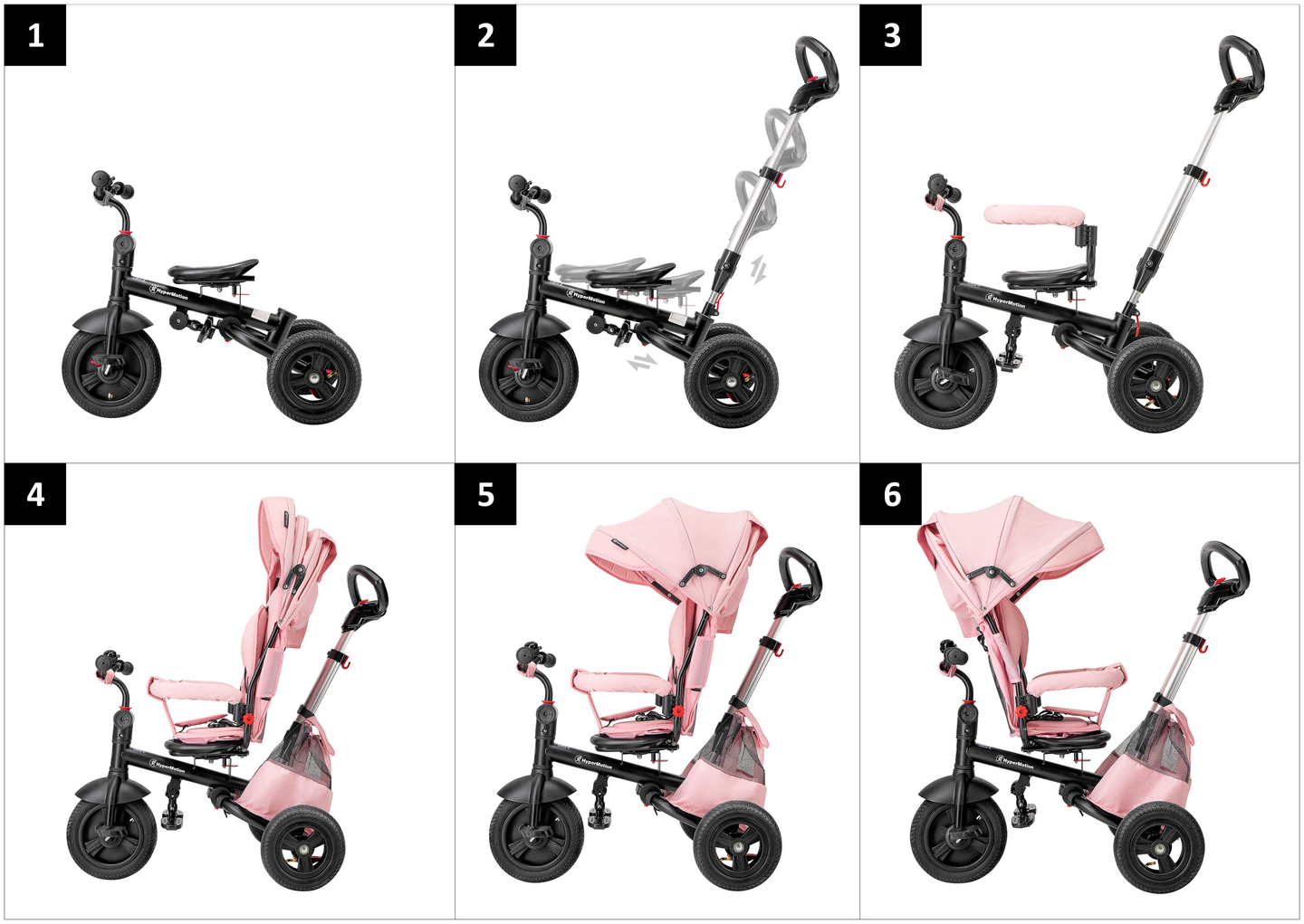 Tricycle Tobi Velar + film de pluie - rose