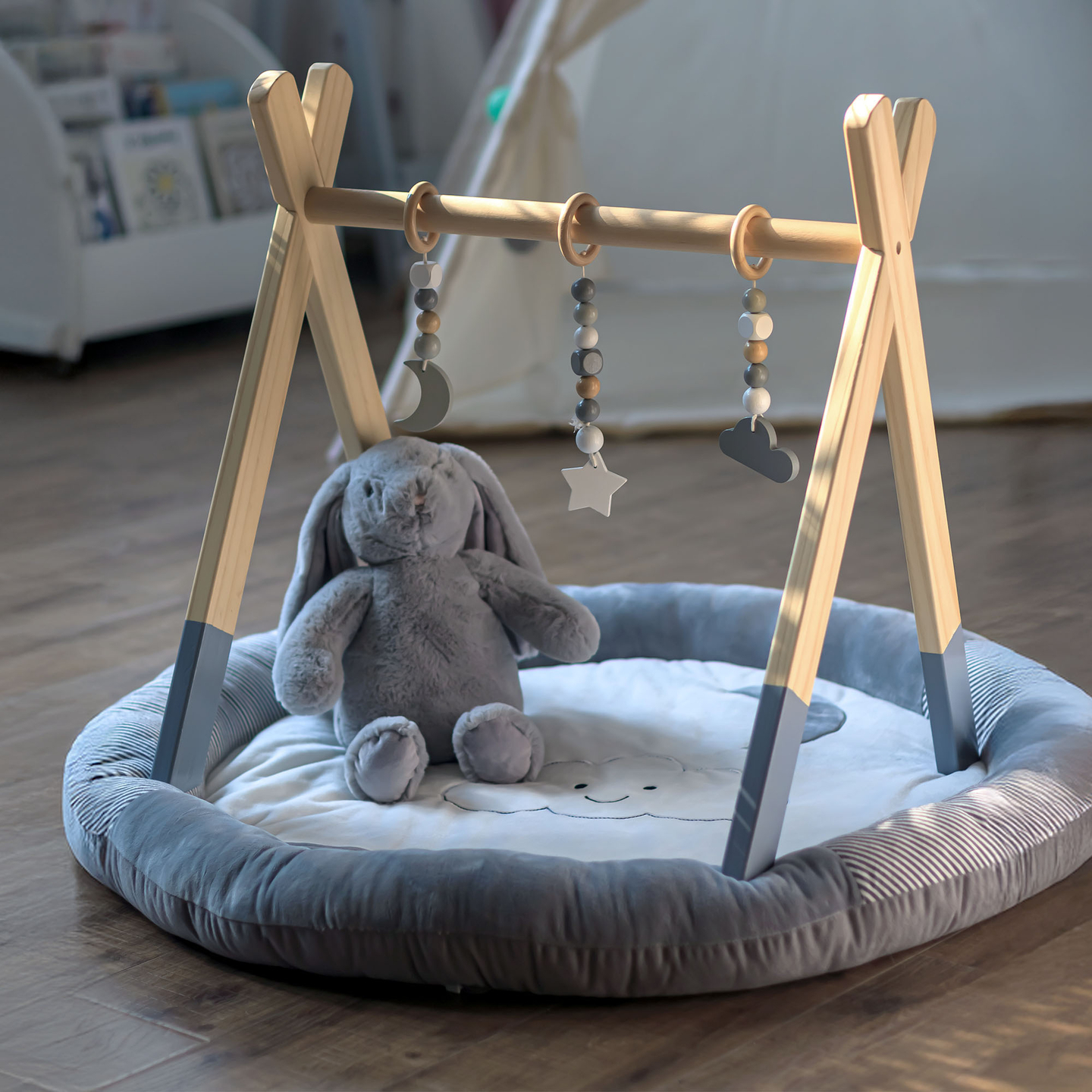 Support éducatif en bois Baby Gym - couleur grise