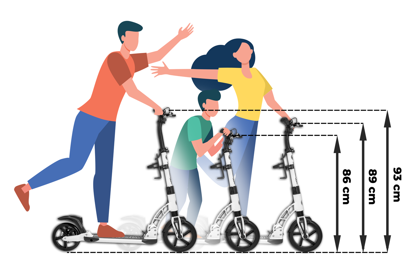 Scooter de ville HyperMotion RIVA avec roues gonflables de 50 cm et 40 cm