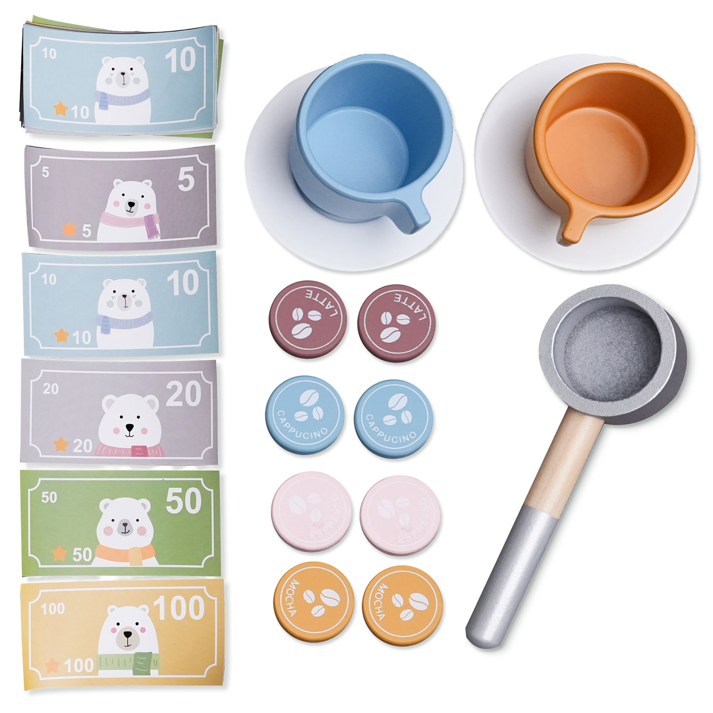 Grand magasin XXXL en bois pour enfants avec fast food - Corner shop + Machine à café + Four + Réfrigérateur - 106 ac.