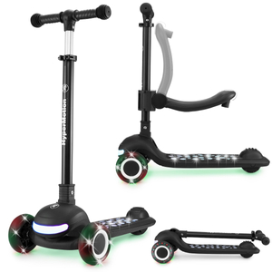 HyperMotion LUMI scooter d'équilibre 3-en-1 - plateforme éclairée et roues LED, couleur noire