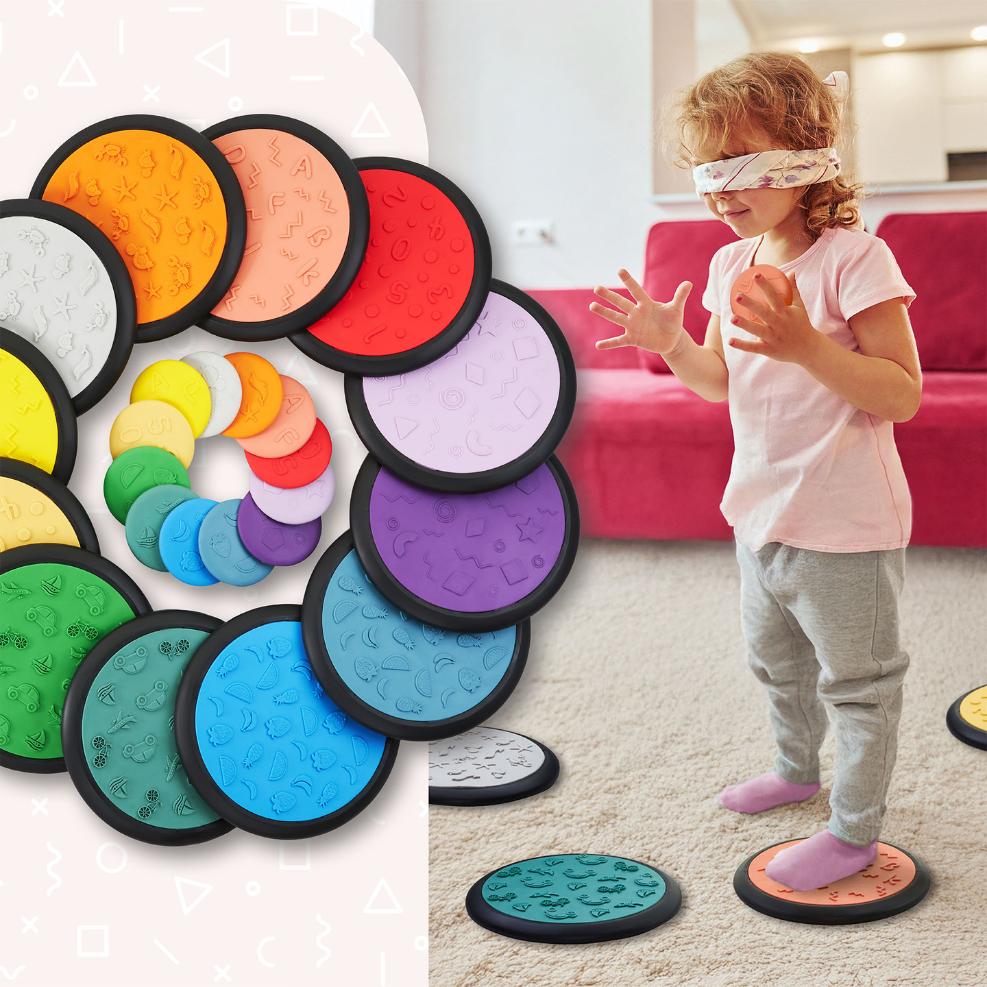 Disques sensoriels colorés pour enfants - 24 pièces