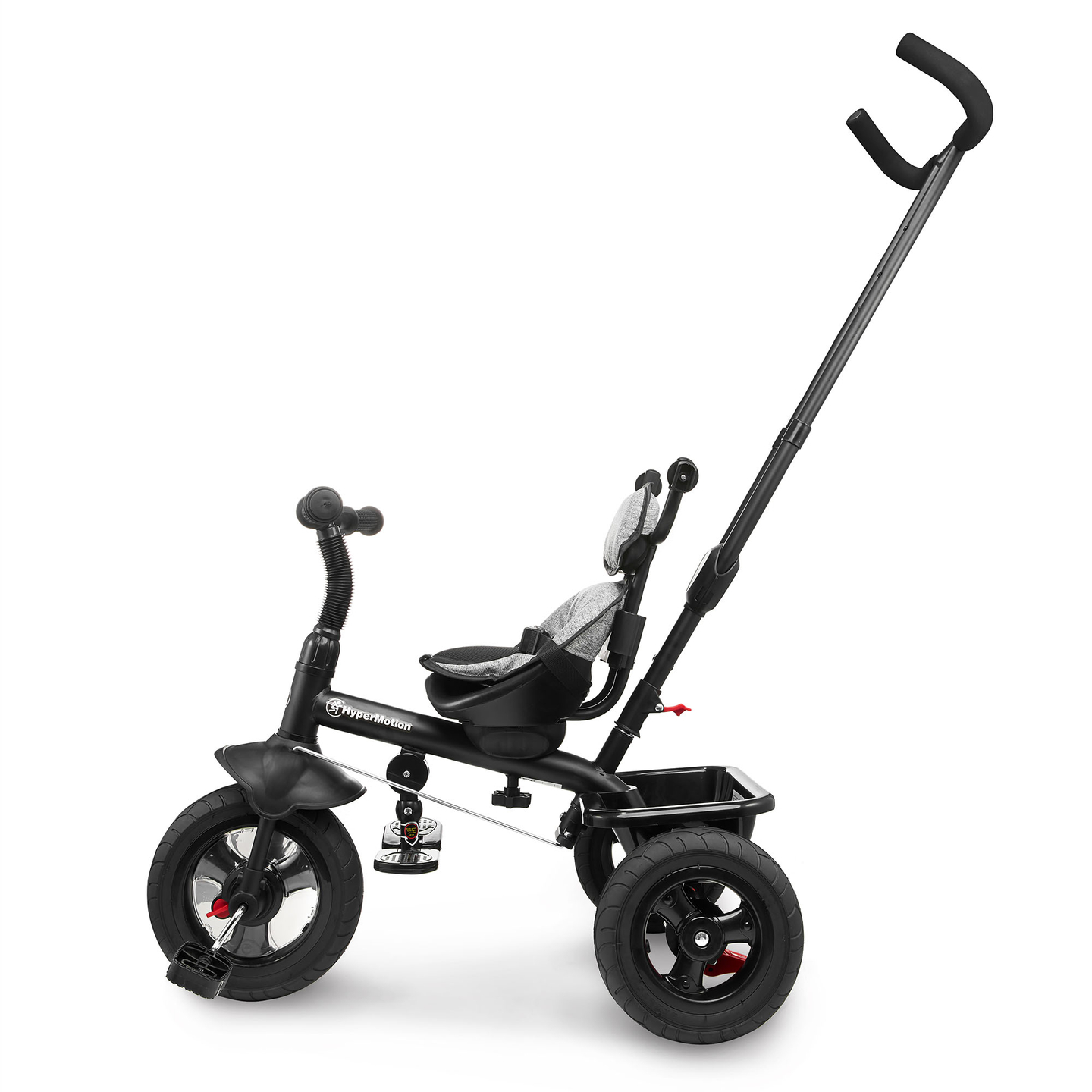 Tricycle pour enfants 1-4 ans - TOBI FREY - couleur gris - pivotant - roues gonflables + poussoir