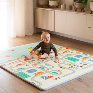 Tapis mousse double face XXL - rouleau 2 CM (route et zigzags)